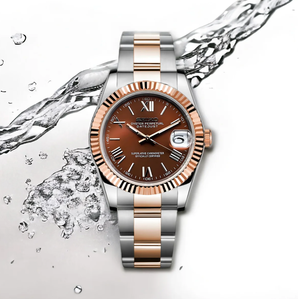 Seiko Mod Datejust Chocolate Roman