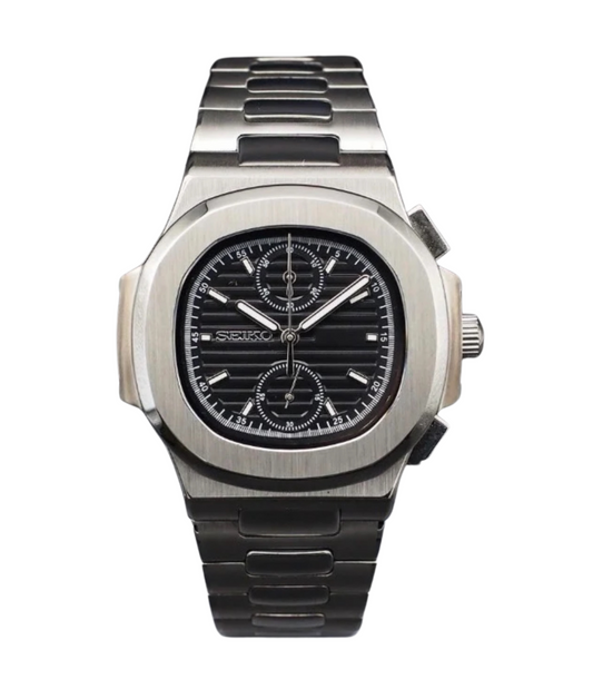 Seiko Mod Nautilus Black Chronograph