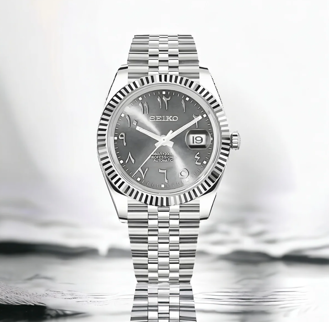 Seiko Mod Datejust Arabic Grey