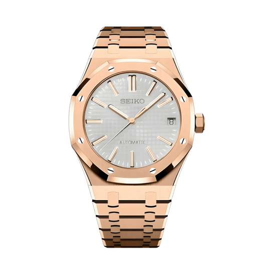 Seiko Mod Royal Oak Rose Gold - White