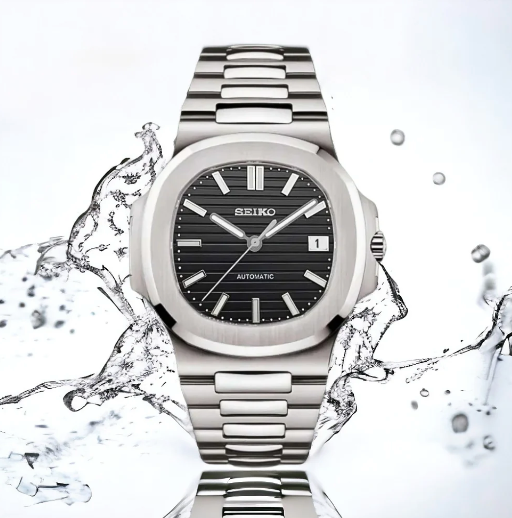 Seiko Mod Nautilus Silver Black