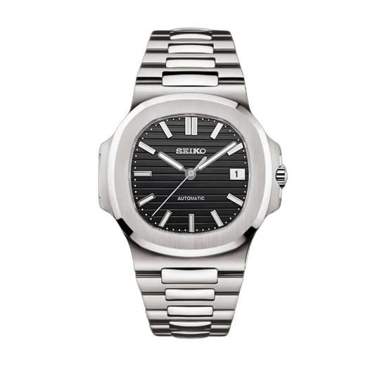 Seiko Mod Nautilus Silver Black