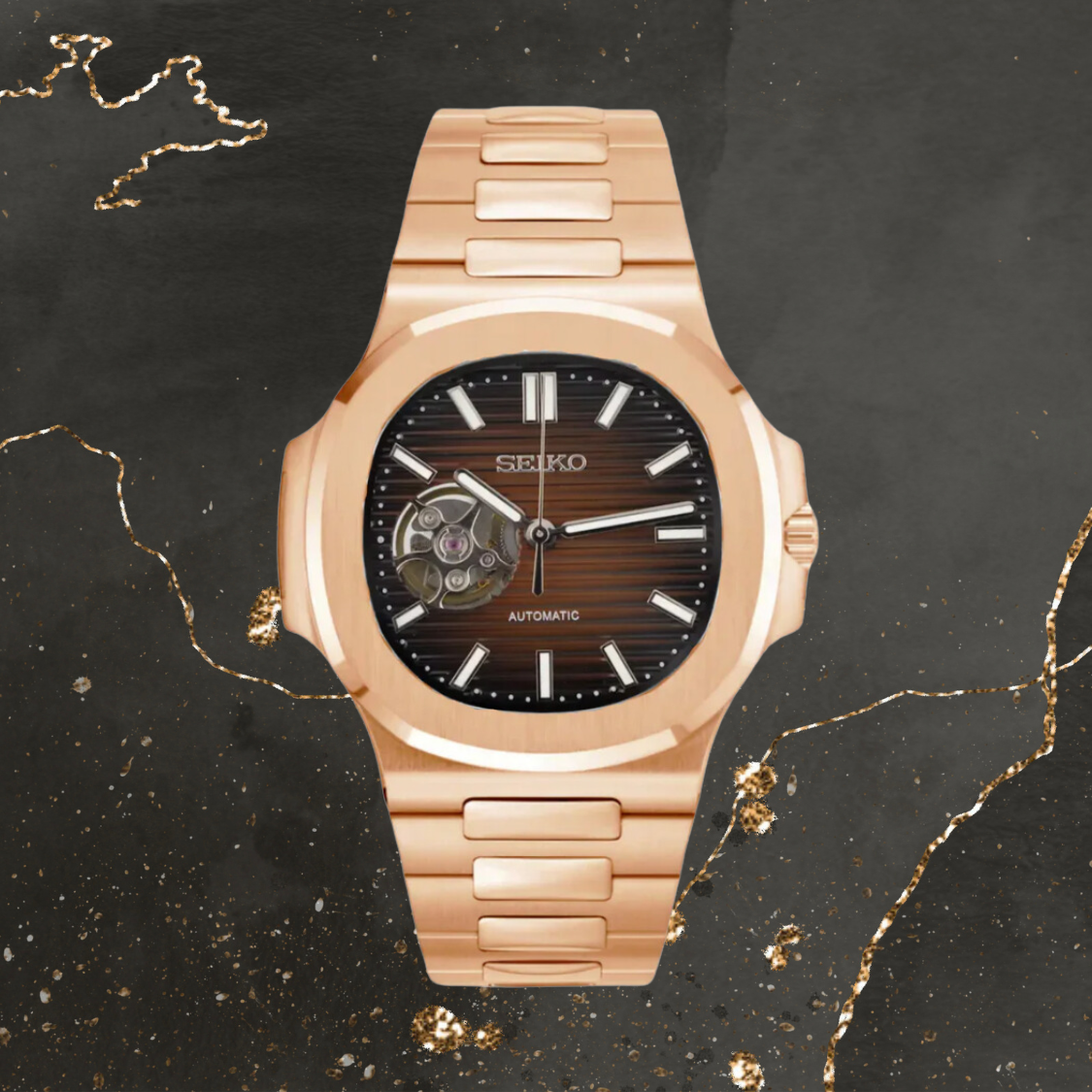 Seiko Mod Nautilus (Open Heart) Rose Gold